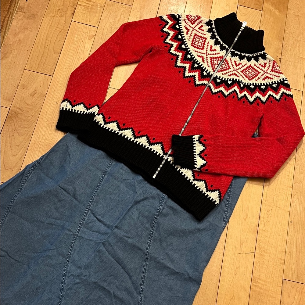 Ralph Lauren Red and Black Nordic Cardigan